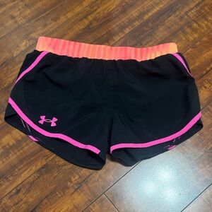 Under Armour girls Black Shorts with Pink Trim